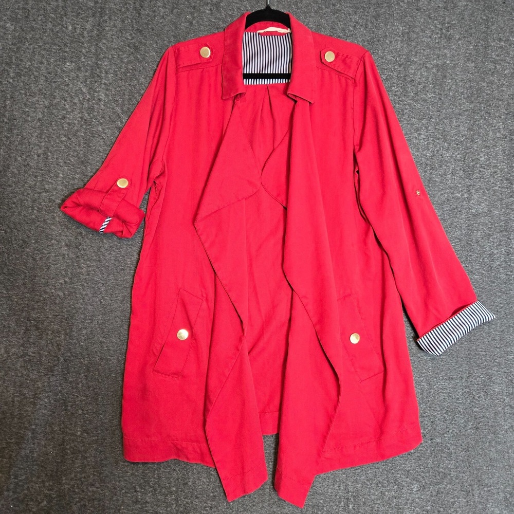 Soft Surroundings Chelsea Tencel Topper Jacket Large Pockets Open‎ Front Stripe